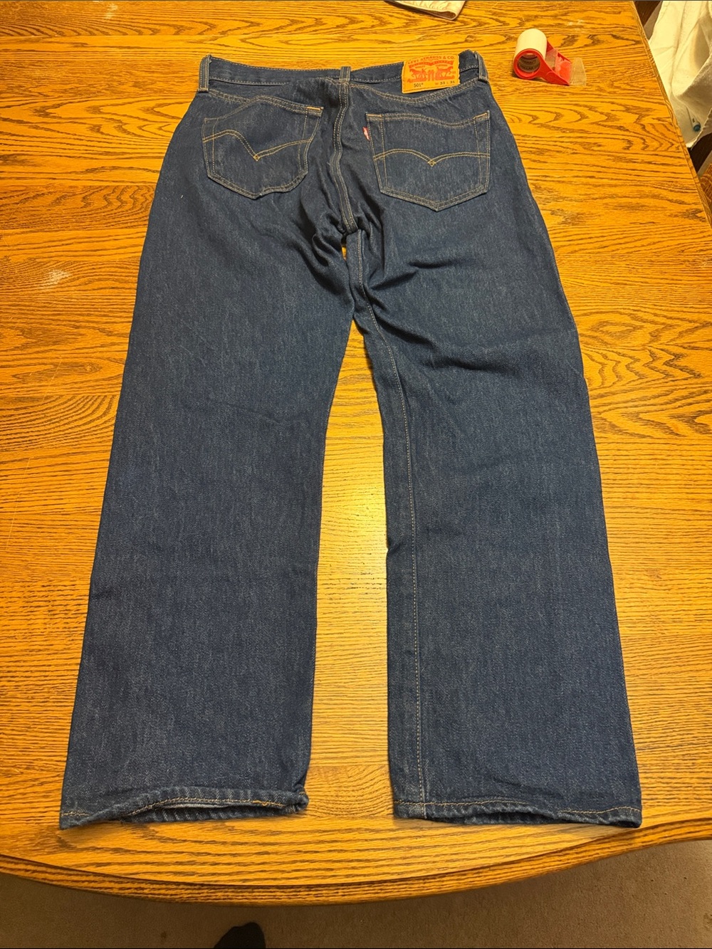 Levi's Men's Dark Blue 501 button fly jeans 33 31
